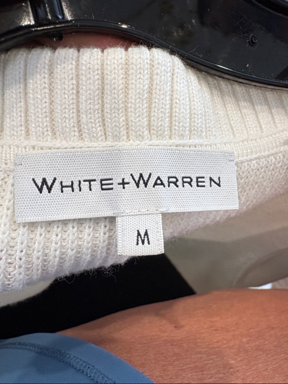 White + Warren Ivory V-Neck Short Sleeve Sweater - Picture 2 of 2